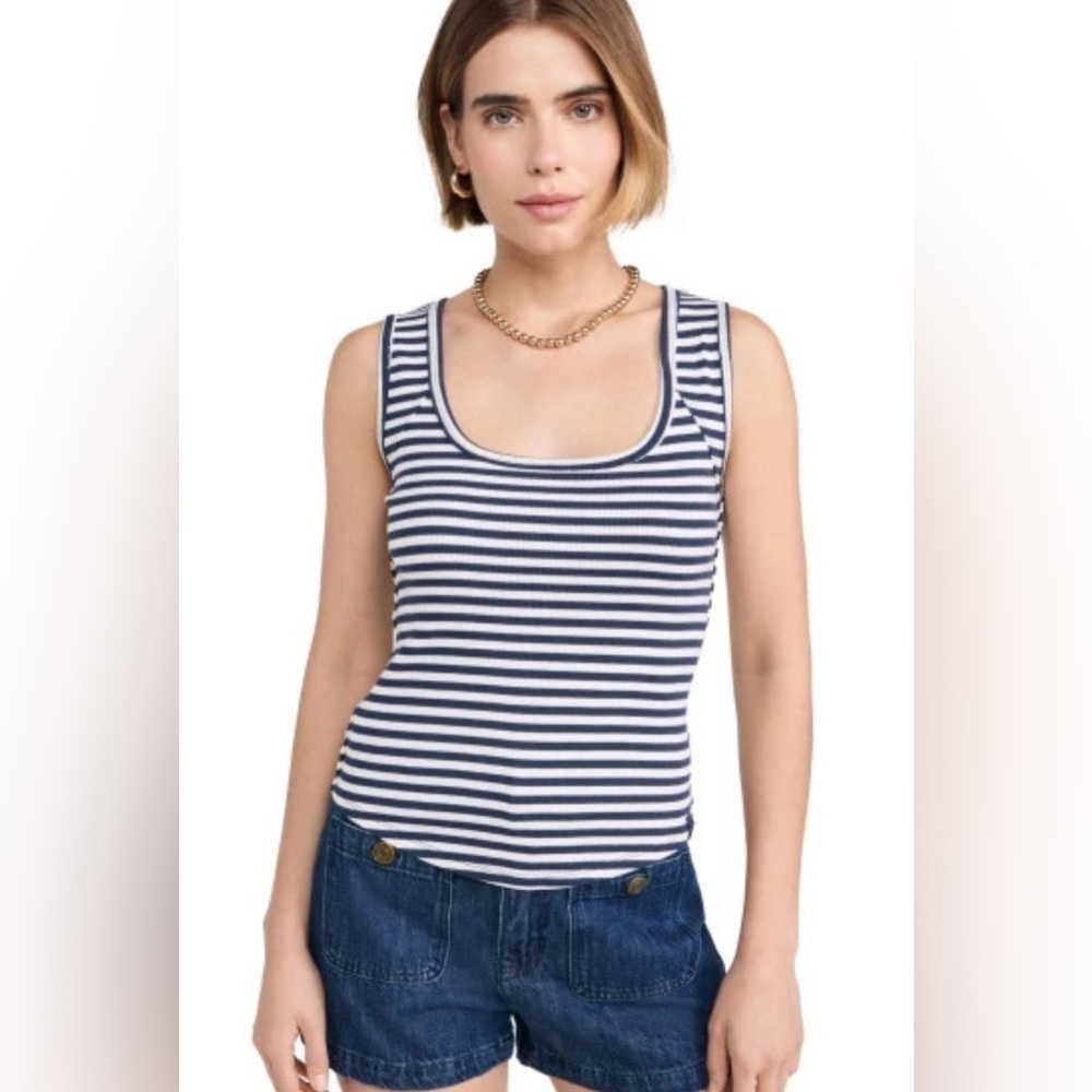 Anthropologie Hummingbird Stripe Tee Indigo